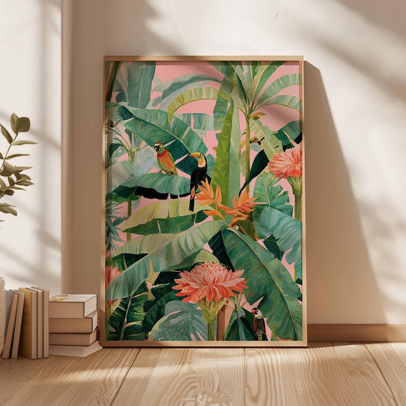 Office Furniture For Home - 1 Stück Retro-Tropen-Leinwandposter, ungerahmter botanischer Naturdruck,