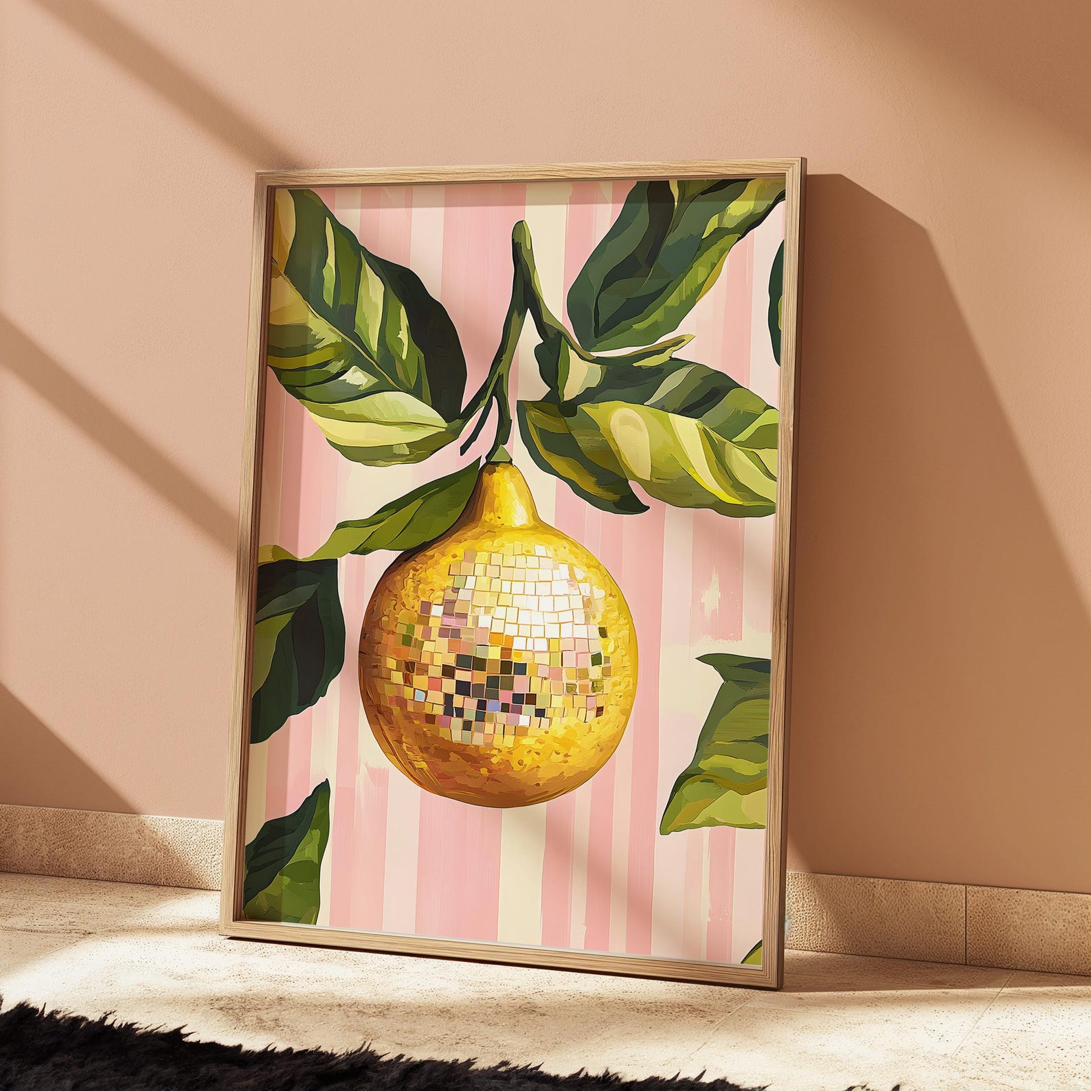 Office Furniture For Home - Retro abstrakte Zitronen-Discokugel-Leinwand-Wandkunstdrucke – rahmenloses modernes